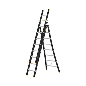 3 PART 8 RUNGS PROFESSIONAL ALUMINIUM MULTI-FUNCTION LADDER